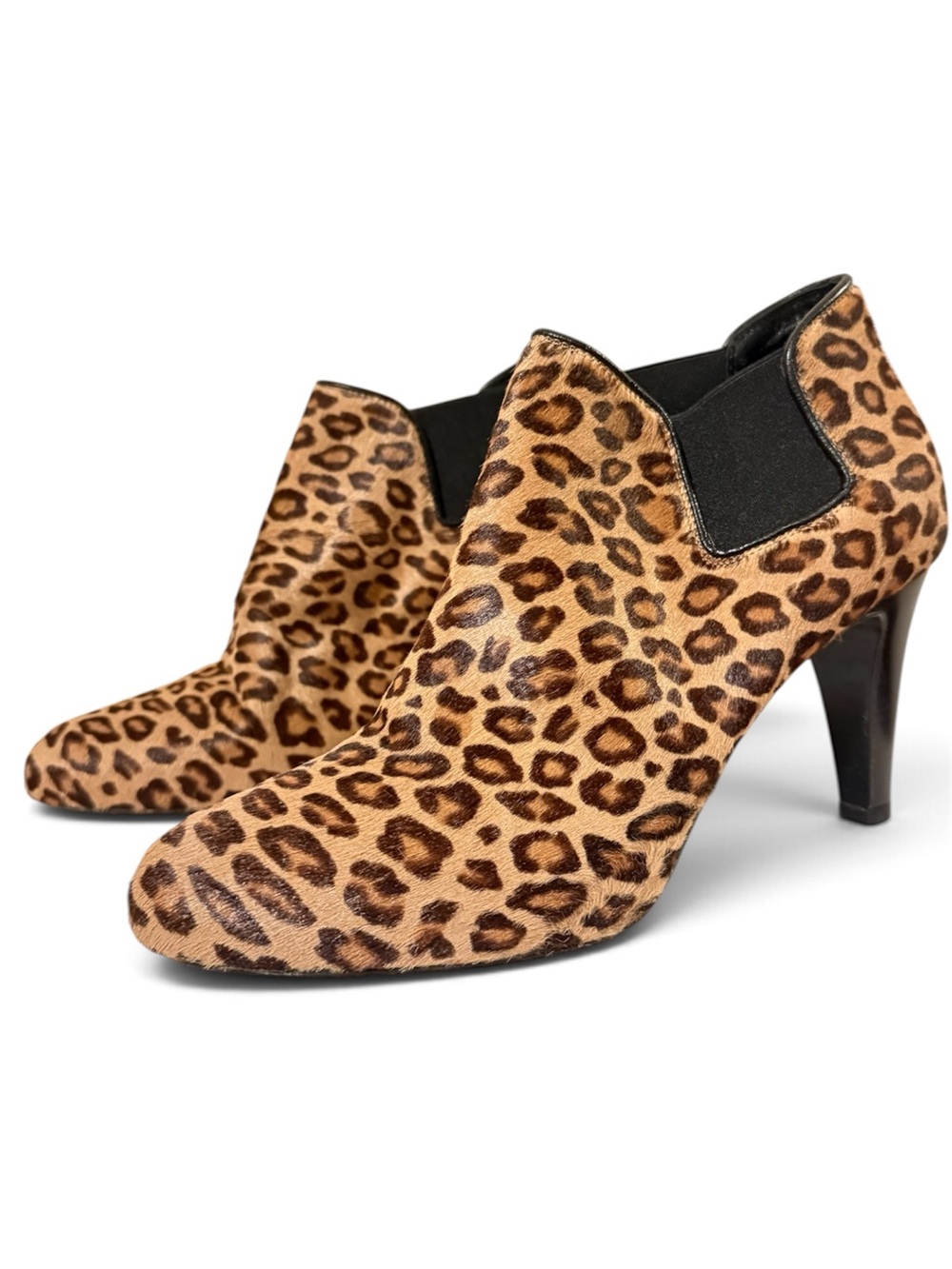 L’Autre Chose Leopard Heeled Ankle Booties (Mohair)